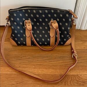 Dooney & Bourke Black and Brown Logo Satchel
